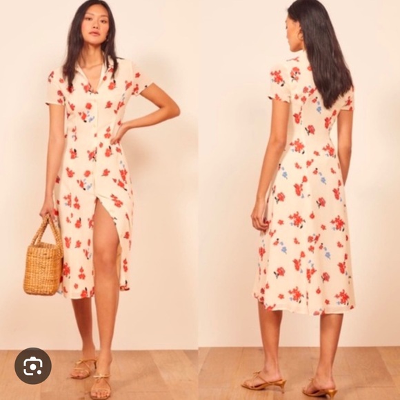 Reformation Dresses & Skirts - Reformation - Sheila Georgette Floral Print Midi Button Down Dress - Size 8